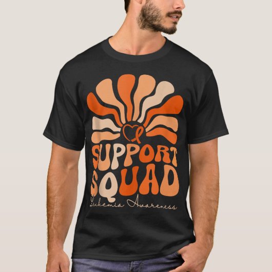 Groovy Support Squad Orange Ribbon Leukämie Krebs T-Shirt (Vorderseite)