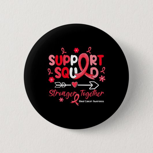 Groovy Support Squad Red Ribbon Blood Cancer Aware Button (Vorderseite)