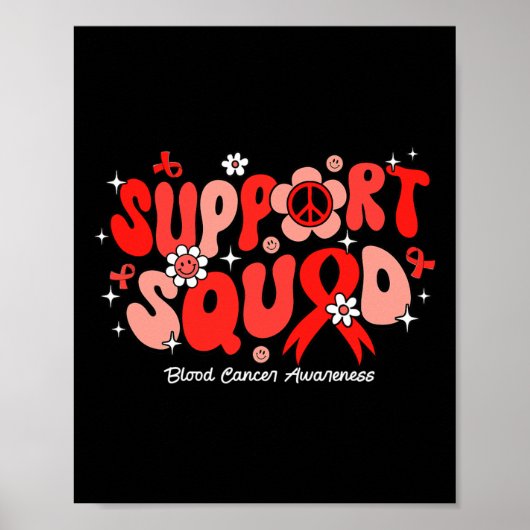 Groovy Support Squad Rotes Band Blutkrebsbewusstse Poster (Vorne)