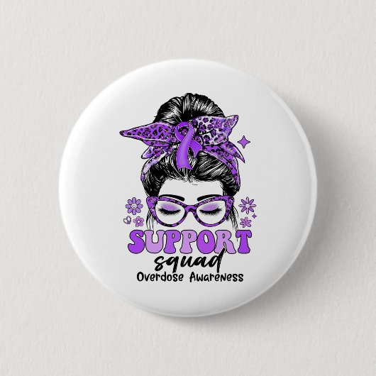 Groovy Support Squad Unordentlicher Dutt Frauen Üb Button (Vorderseite)