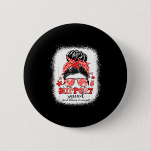 Groovy Support Squad Unordentlicher Dutt Rotes Ban Button