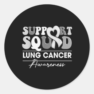 Groovy Support Squad White Ribbon Lung Cancer Awar Runder Aufkleber