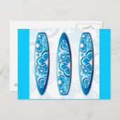 Groovy Surfboard mit Blume Postkarte (Vorne/Hinten)