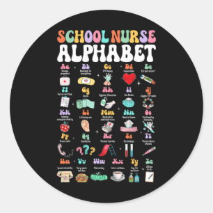 Groovy Süße Abc-Schulkrankenschwester Alphabet Ck Runder Aufkleber