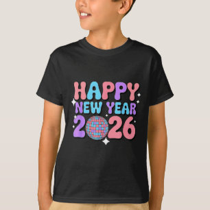 Groovy Süßes Frohes Neues Jahr 2026 Disco-Kugel T-Shirt