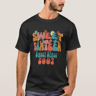 Groovy Sweet 16 Geburtstag Girl Sixteen Sixteenth  T-Shirt