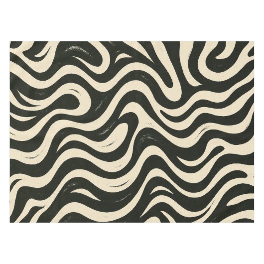 Groovy Swirl Black and Cream Tablecloth Tischdecke (Vorderseite (Horizontal))