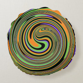 Groovy Swirl Black Rundes Kissen