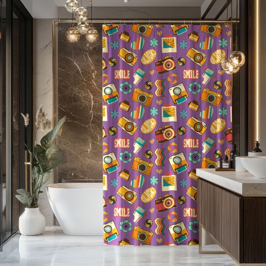Groovy Swirl Vorhang Retro Pastell Dusche Stil