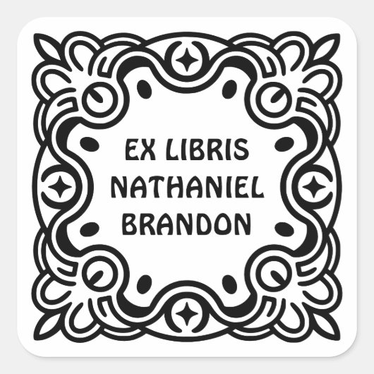 Groovy Swirls Ex Libris Bookplate Labels - Custom Quadratischer Aufkleber (Vorderseite)