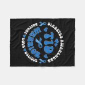 Groovy T1d Warrior Typ 1 Diabetes Bewusstsein blau Fleecedecke (Vorderseite (Horizontal))