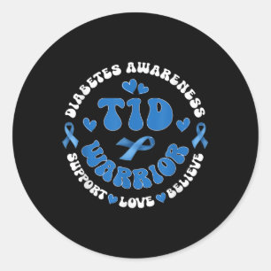 Groovy T1d Warrior Typ 1 Diabetes Bewusstsein blau Runder Aufkleber