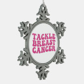 Groovy Tackle Brustkrebs Bewusstsein Schneeflocken Zinn-Ornament (Links)