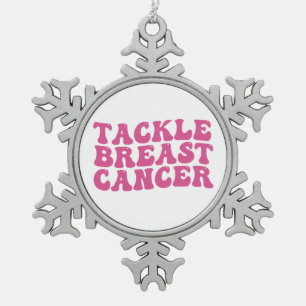 Groovy Tackle Brustkrebsbewusstsein Schneeflocken Zinn-Ornament