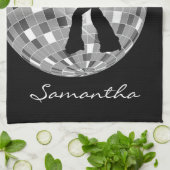 Groovy Tänzer-Silhouette auf DiscoBall Küchentuch (Gefaltet)