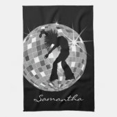 Groovy Tänzer-Silhouette auf DiscoBall Küchentuch (Vertikal)