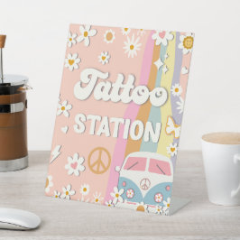 Groovy Tattoo Station Geburtstagsparty Sockelschild