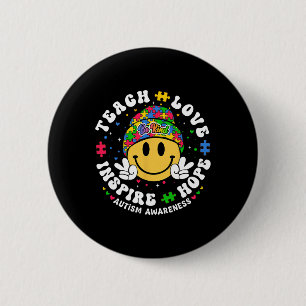 Groovy Teach Hope Liebe Inspirierte Lehrer Autismu Button