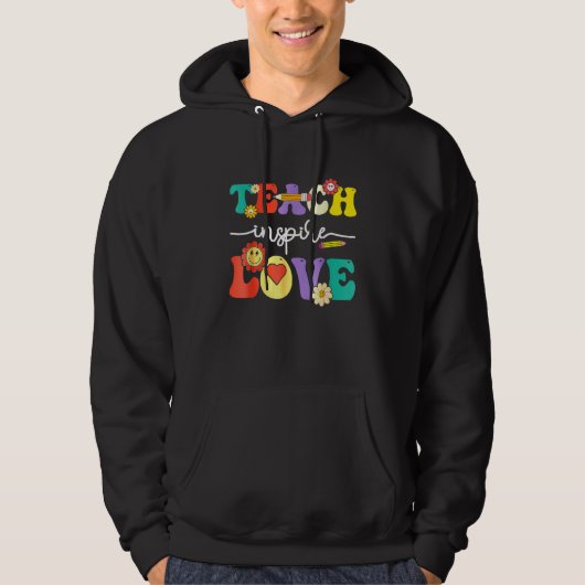 Groovy Teach Inse Love Preschool Back To School Te Hoodie (Vorderseite)