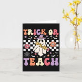 Groovy Teacher Halloween Retro Trick oder Teach Fl Karte (Gelbe Blume)