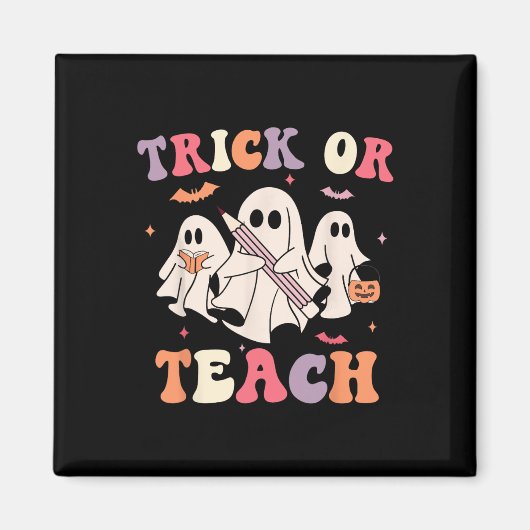 Groovy Teacher Halloween Retro Trick oder Teach Fl Magnet (Vorne)