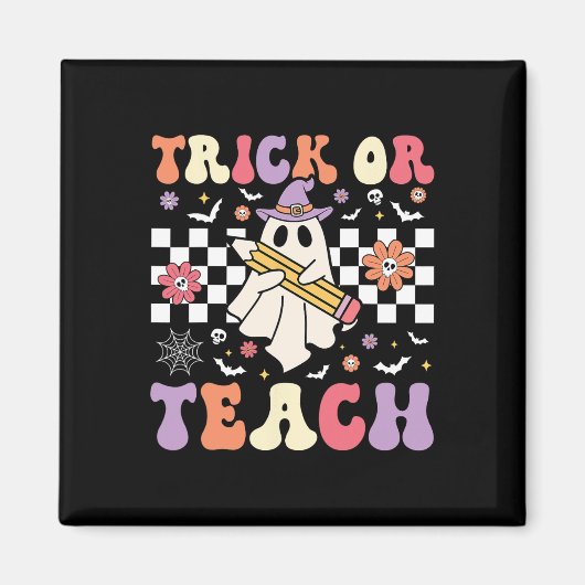 Groovy Teacher Halloween Retro Trick oder Teach Fl Magnet (Vorne)