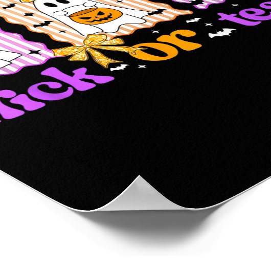 Groovy Teacher Halloween Trick Or Teach Ghost Men Poster (Ecke)