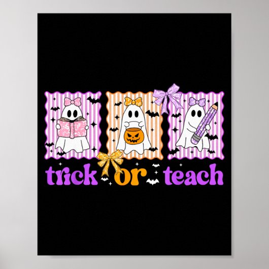 Groovy Teacher Halloween Trick Or Teach Ghost Men Poster (Vorne)