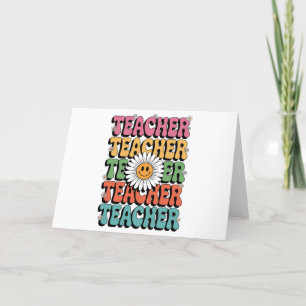 Groovy Teacher Niedlich Daisy Blume Retro Back Sch Ankündigung