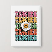Groovy Teacher Niedlich Daisy Blume Retro Back Sch Button (Vorderseite)