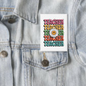 Groovy Teacher Niedlich Daisy Blume Retro Back Sch Button (Insitu)