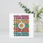 Groovy Teacher Niedlich Daisy Blume Retro Back Sch Dankeskarte (Stehend Vorderseite)