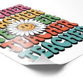 Groovy Teacher Niedlich Daisy Blume Retro Back Sch Fotodruck (Ecke)