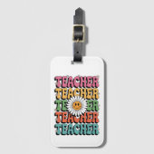 Groovy Teacher Niedlich Daisy Blume Retro Back Sch Gepäckanhänger (Vorderseite Vertikal)