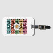 Groovy Teacher Niedlich Daisy Blume Retro Back Sch Gepäckanhänger (Vorderseite (Horizontal))