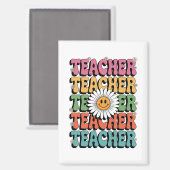 Groovy Teacher Niedlich Daisy Blume Retro Back Sch Magnet (Vorderseite/Rückseite)
