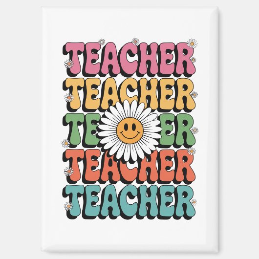 Groovy Teacher Niedlich Daisy Blume Retro Back Sch Magnet (Vorderseite)