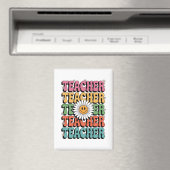 Groovy Teacher Niedlich Daisy Blume Retro Back Sch Magnet (In Situ (Geschirrspüler))