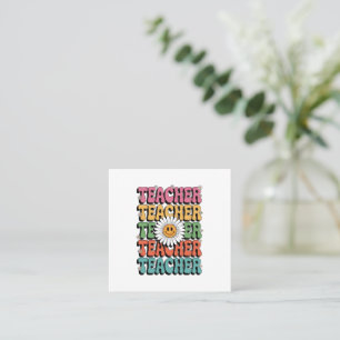Groovy Teacher Niedlich Daisy Blume Retro Back Sch Quadratische Visitenkarte