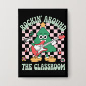 Groovy Teacher Xmas Rockin' Rund um das Klassenzim Button (Vorderseite)