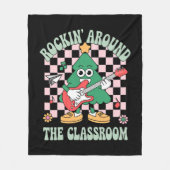 Groovy Teacher Xmas Rockin' Rund um das Klassenzim Fleecedecke (Vorderseite)