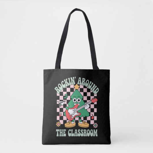 Groovy Teacher Xmas Rockin' Rund um das Klassenzim Tasche (Vorderseite)