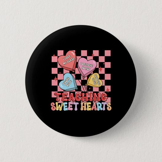 Groovy Teaching Süße Herzen Candy Lehrer Valenti Button (Vorderseite)