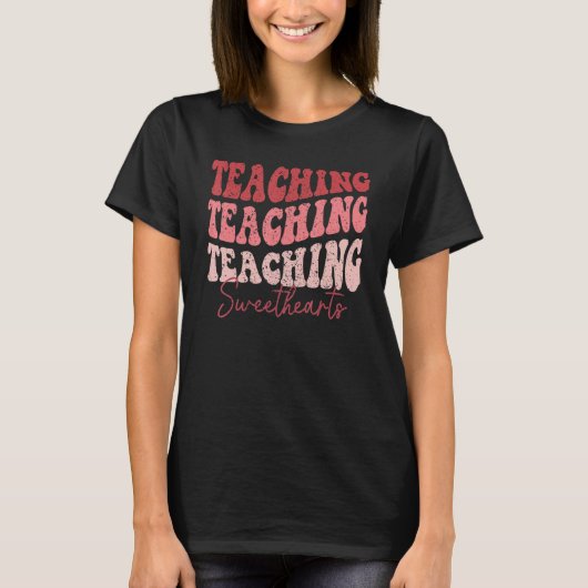 Groovy Teaching Sweethearts Teacher Valentine's Da T-Shirt (Vorderseite)