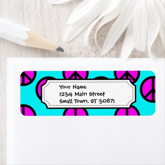 Groovy Teen Hippie Aquamarine und Lila Friedenszei (Insitu)