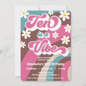 Groovy Ten ist ein Vibe Pink aquamarines Mädchen 1 Einladung (Vorderseite)