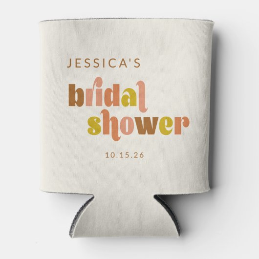 Groovy Terracotta Peach Retro Brautparty Dosenkühler (Vorderseite)