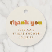 Groovy Terracotta Peach Retro Text Custom Dusche Geschenkanhänger (Rückseite)