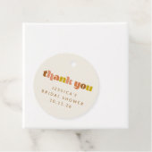 Groovy Terracotta Peach Retro Text Custom Dusche Geschenkanhänger (Beispiel)