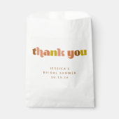 Groovy Terracotta Peach Retro Text Custom Dusche Geschenktütchen (Vorderseite)